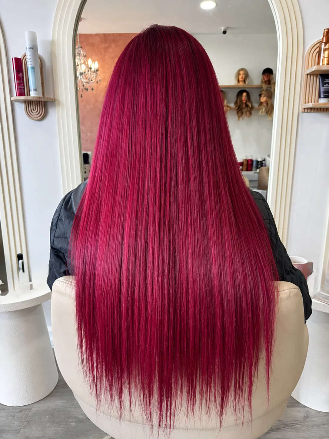 Smooth glossy hair after keratin treatment at Luscious Lox